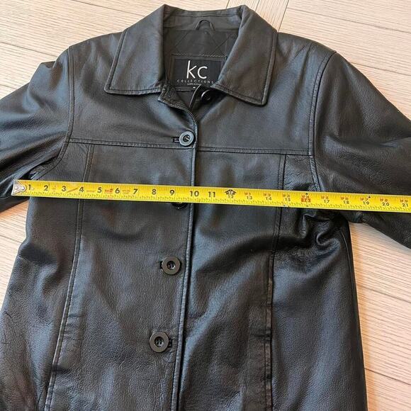 Kc collection womens leather lined‎ blazer. Button front w/ pockets. Sz M - Picture 6 of 8